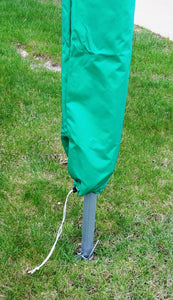 Made of weather resistant denier fabric, color is Green, has drawstring on the bottom opening.