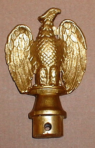 Flag Pole Ornament a Golden colored Eagle 7" tall, it is made of solid cast Aluminum